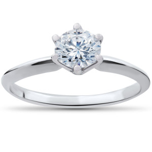 White Gold Engagement Ring with 7/8 ct Brilliant Diamond