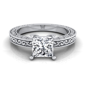 Yaffie IGI-certified 1ct TDW Princess-cut Diamond Solitaire Ring in White Gold for Engagement