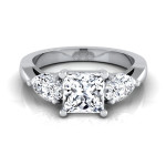 IGI-Certified 3-Stone Princess Cut 2ct TDW White Gold Yaffie Engagement Ring