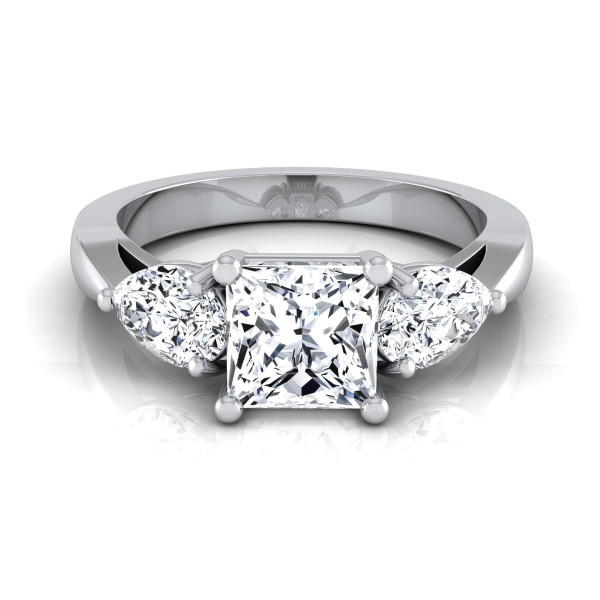 IGI-Certified 3-Stone Princess Cut 2ct TDW White Gold Yaffie Engagement Ring