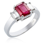 Ruby and Diamond Stunner: Yaffie High-Polished White Gold Ring