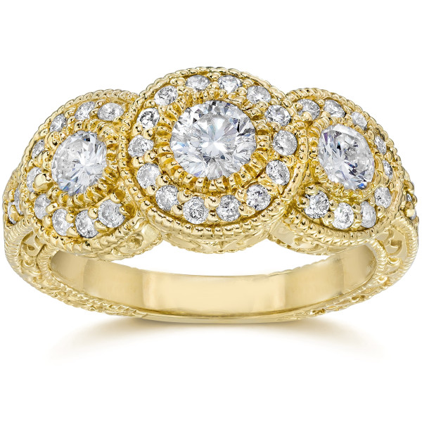 Vintage 1.5ct TDW Diamond Engagement Ring by Yaffie Gold