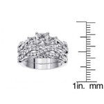 Braided 3-Stone Princess Cut Diamond Ring Set by Yaffie - 14k Gold, 2ct TDW for Your Special Day