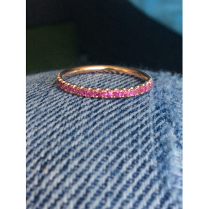 Elegant Yaffie Ring: Rose Gold and Pink Sapphire Forever Circlet with Birthstone