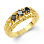 Blue Diamond 3-Stone Engagement Ring - Yaffie Gold & Silver blend, 1/2ct TDW