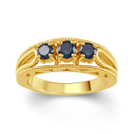 Blue Diamond 3-Stone Engagement Ring - Yaffie Gold & Silver blend, 1/2ct TDW