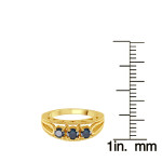 Blue Diamond 3-Stone Engagement Ring - Yaffie Gold & Silver blend, 1/2ct TDW