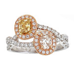 Radiant Yaffie Ring Sparkles with Two-tone 1 1/3ct TDW Diamonds in Yellow, Pink, and White