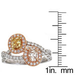 Radiant Yaffie Ring Sparkles with Two-tone 1 1/3ct TDW Diamonds in Yellow, Pink, and White