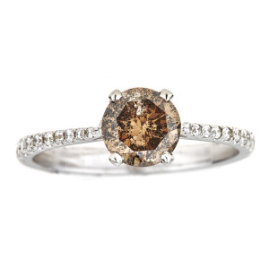 Golden Love: Yaffie Brown and White Diamond Engagement Ring (1 1/10 ct TDW)