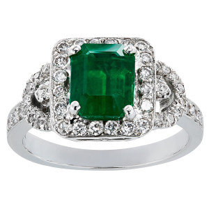 Emerald Diamond High-polished White Gold Ring by Yaffie