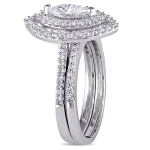 Double Teardrop Halo Bridal Set with Yaffie 1ct Marquise-Cut Diamond on White Gold from The Signature Collection