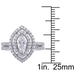 Double Teardrop Halo Bridal Set with Yaffie 1ct Marquise-Cut Diamond on White Gold from The Signature Collection