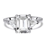 White Gold Engagement Ring with Trillion Diamond and 3 1/5 ct Emerald-like Brilliance