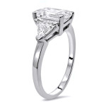 White Gold Engagement Ring with Trillion Diamond and 3 1/5 ct Emerald-like Brilliance