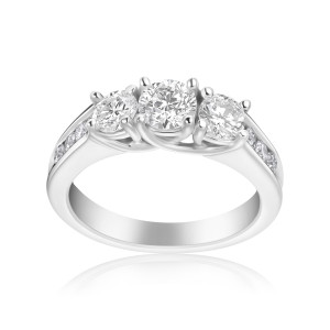 Experience Elegance with Yaffie White Gold 1.5ct Total Diamond Weight 3-stone Engagement Ring