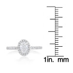 Yaffie White Gold Diamond Halo Ring: Elegant 1/2ct Oval Center & 1/4ct Round Gems