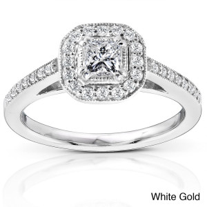 Golden Yaffie Engagement Ring with 1/2ct of Sparkling Diamonds in a Halo Design