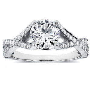 Sparkling Yaffie Criss Cross Pave Engagement Ring with 1 1/4ct TDW Diamonds in White Gold
