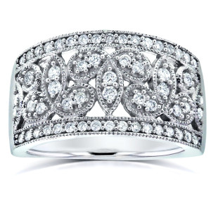 Flowerful White Gold Ring with 1/2ct Sparkling White Diamonds by Yaffie