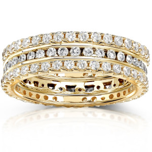 Stacked Eternity Rings with 1 1/2 carats TDW Diamond by Yaffie Gold