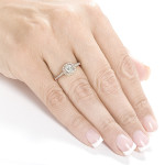 Rose Gold Diamond Halo Engagement Ring with 1/2ct Total Diamond Weight by Yaffie