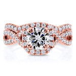 Chic and Sparkling: Yaffie Rose Gold Bridal Set with 1ct Moissanite and 3/4ct Diamonds