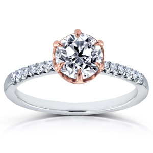 Sparkling Yaffie 2-Tone Gold Engagement Ring with 1 1/8ct TDW Diamonds