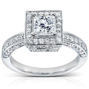 Sparkling Yaffie White Gold Engagement Ring with 1 1/2ct TDW Diamonds