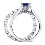 Antique Floral Eternity Band with 1 Carat Blue Sapphire and 0.4 Carat Total Diamond Weight in White Gold by Yaffie