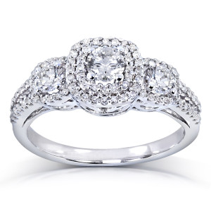 3-Stone Yaffie Diamond Engagement Ring with 1ct TDW of White Gold