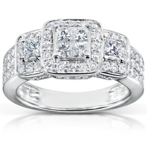 White Gold Engagement Ring with 1 Carat TDW Diamonds by Yaffie