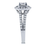 Vintage Style Floral White Gold Diamond Engagement Ring with 1ct Total Diamond Weight by Yaffie