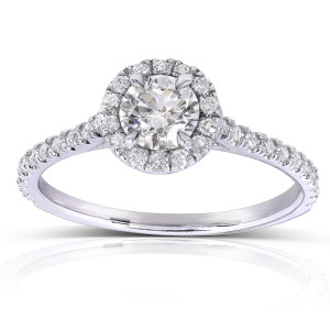 White Gold Diamond Halo Engagement Ring with a 5/8ct Round Sparkler by Yaffie