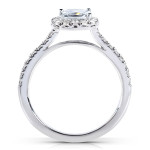 Princess and Round-Cut Diamond Halo Bridal Set in White Gold by Yaffie, 7/8ct TDW