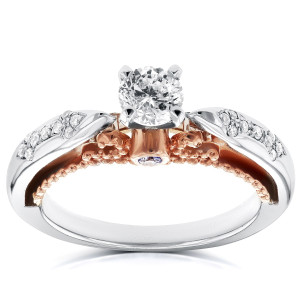White and Rose Gold Layers with 1/2ct TDW Diamonds for a Uniquely Styled Engagement Ring by Yaffie.