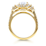 Sparkling Yaffie Gold Halo Ring with Forever One Near Colorless Moissanite and 1 7/8ct TCW Shimmering Diamonds