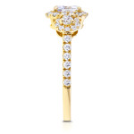 Sparkling Yaffie Gold Halo Ring with Forever One Near Colorless Moissanite and 1 7/8ct TCW Shimmering Diamonds