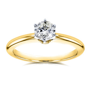 Petite Yaffie Gold Engagement Ring with Dazzling Solitaire Diamond - 1/2ct