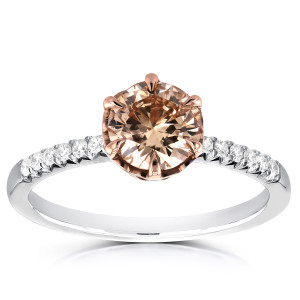 Yaffie 2-Tone Gold Brown & White Diamond Ring with 1 1/8ct Total Diamond Weight in Champagne Hue