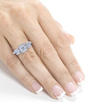 Certified Yaffie White Gold Cushioned Halo Engagement Ring with 2.8ct of Sparkling Diamonds