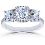 Certified Yaffie White Gold Cushioned Halo Engagement Ring with 2.8ct of Sparkling Diamonds