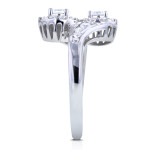 Curvy Two-Stone Ring with 1ct TDW Diamonds in White Gold by Yaffie