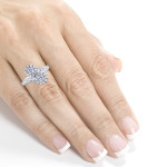 Curvy Two-Stone Ring with 1ct TDW Diamonds in White Gold by Yaffie