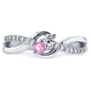 Pink Sapphire and Diamond Two-Stone Ring from the Yaffie Two Collection in White Gold