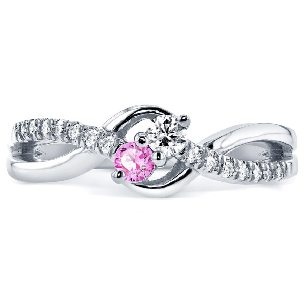 Pink Sapphire and Diamond Two-Stone Ring from the Yaffie Two Collection in White Gold