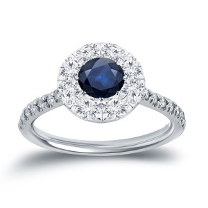 Blue Sapphire and Diamond Engagement Ring by Yaffie Gold - 1/2ct and 4/5ct TDW