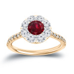 Sparkling Yaffie Gold Ring with 1/2ct Ruby and 3/5ct TDW Diamonds for Engagement