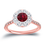 Sparkling Yaffie Gold Ring with 1/2ct Ruby and 3/5ct TDW Diamonds for Engagement