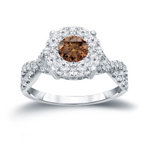 Braided Brown Cluster Diamond Engagement Ring with 1ct TDW by Yaffie